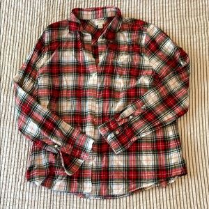 JCrew Factory holiday plaid flannel button up shirt